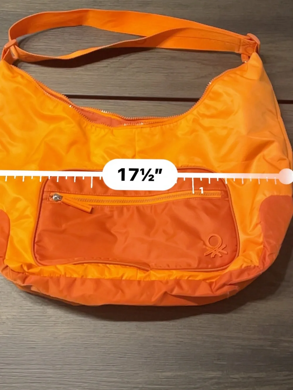 United Colors Of Benetton Orange Nylon Hobo Satchel
